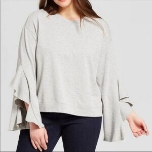 Who what wear ruffle sleeve sweatshirt size L